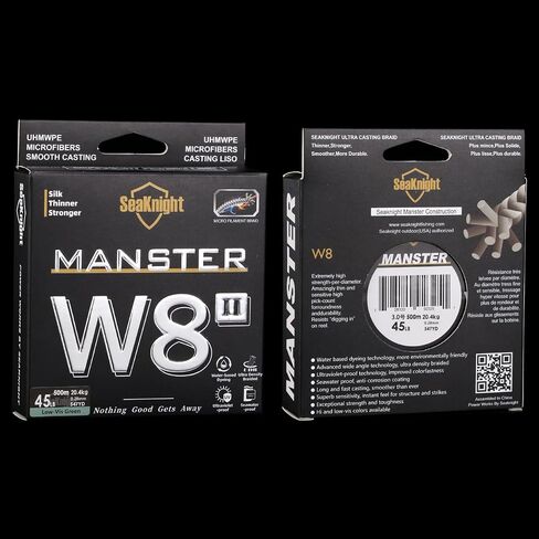 SeaKnight MANSTER W8 II 164Yds/ 328Yds/ 547Yds 8خيوط PE خط مجدول، فائق النعومة ومقاوم للتآكل وذاكرة منخفضة وصفر تمتد خطوط صيد متعددة الشعيرات in Kuwait