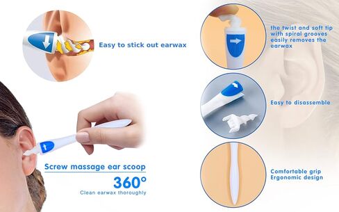مزيل شمع الأذن السيليكون من جو إيليت | منظف ​​الستانلس ستيل | أداة إزالة شمع الأذن من كيو جريبس للرجال والنساء | مجموعة إزالة شمع الأذن القابلة لإعادة الاستخدام مع بدائل السيليكون الناعمة | منظف ​​شمع الأذن in Kuwait
