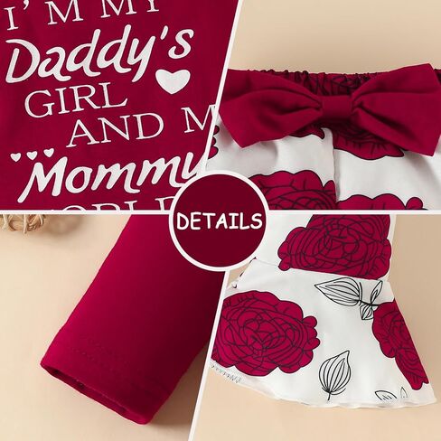 ملابس LUJENGEFA لحديثي الولادة من البنات بأكمام طويلة مكشكشة وسراويل متوهجة بالزهور مع عصابة رأس 3 قطعة ملابس الخريف in Kuwait