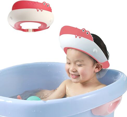 Baby Shower Cap Shield, Shower Cap for Kids, Visor Hat for Eye and Ear Protection for 0-9 Years Old Children,Cute Dinosaur/Crocodile/Hippo shape Makes the Baby Bath More Fun (Dinosaur, Blue) in Kuwait