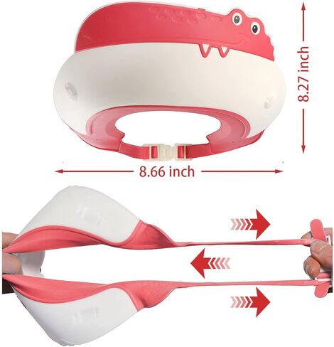 Baby Shower Cap Shield, Shower Cap for Kids, Visor Hat for Eye and Ear Protection for 0-9 Years Old Children,Cute Dinosaur/Crocodile/Hippo shape Makes the Baby Bath More Fun (Dinosaur, Blue) in Kuwait