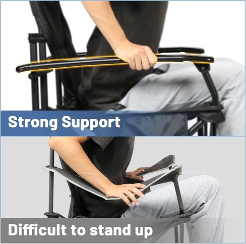 كرسي تخييم قابل للطي من تيمبر ريدج مع مسند ذراع صلب مبطن وحامل أكواب للاستخدام في الهواء الطلق، والتخييم، وصيد الأسماك، والمشي لمسافات طويلة، والحديقة، بما في ذلك حقيبة الحمل، والألومنيوم، أسود in Kuwait