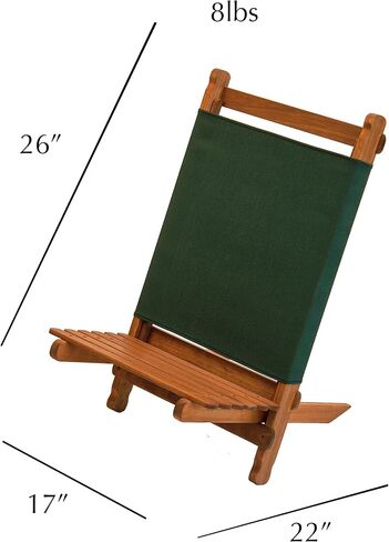 BYER OF MAINE، Pangean Lounger، أخضر، خشب صلب متين مع بوليستر شديد التحمل، سهل الطي والحمل، كرسي شاطئ خشبي، كرسي تخييم، كرسي قابل للطي، كرسي محمول، أثاث Pangean in Saudi Arabia
