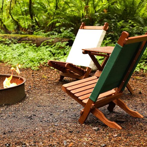 BYER OF MAINE، Pangean Lounger، أخضر، خشب صلب متين مع بوليستر شديد التحمل، سهل الطي والحمل، كرسي شاطئ خشبي، كرسي تخييم، كرسي قابل للطي، كرسي محمول، أثاث Pangean in Saudi Arabia