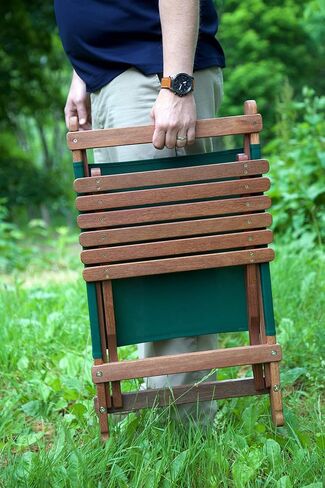 BYER OF MAINE، Pangean Lounger، أخضر، خشب صلب متين مع بوليستر شديد التحمل، سهل الطي والحمل، كرسي شاطئ خشبي، كرسي تخييم، كرسي قابل للطي، كرسي محمول، أثاث Pangean in Saudi Arabia