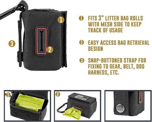 OneTigris Waste Bag Dispenser Mini Pouch Holder for Dog Cat Poop Bag & Baby Diaper Bag (Black) in Saudi Arabia