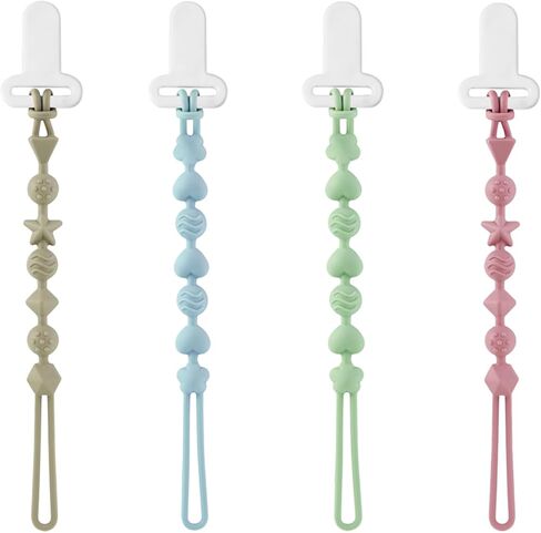 PandaEar 8 Pack Baby Toy Straps & Silicone Pacifier Clips, Dinosaur Silicone Pacifier Teether Harness Straps and Pacifier Holder Clips with One Piece Design for Baby Boys & Girls in Saudi Arabia