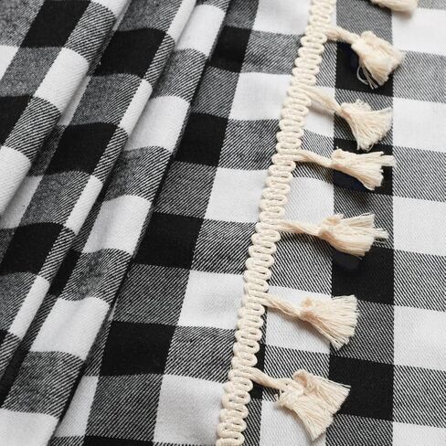 2 حزمة من ستائر النوافذ المنسوجة من القماش القطني بفحص الجاموس وجيب قضيب أبيض وأسود منقوشة اتجاهات ديكور ستائر تصميم المزرعة للمطبخ أو غرفة المعيشة 16 بوصة × 56 بوصة (مباشر) in Kuwait