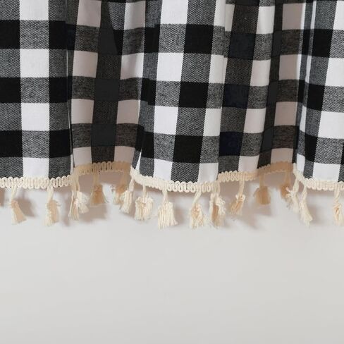 2 حزمة من ستائر النوافذ المنسوجة من القماش القطني بفحص الجاموس وجيب قضيب أبيض وأسود منقوشة اتجاهات ديكور ستائر تصميم المزرعة للمطبخ أو غرفة المعيشة 16 بوصة × 56 بوصة (مباشر) in Kuwait