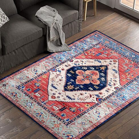 سجادة منطقة سيهيميتي مقاس 5x7 سجادة كبيرة لغرفة المعيشة بوهو غير قابلة للانزلاق وقابلة للغسل في الأماكن المغلقة وسجادة قابلة للغسل لتناول الطعام والمطبخ وغرفة المكتب وديكور البساط in Kuwait