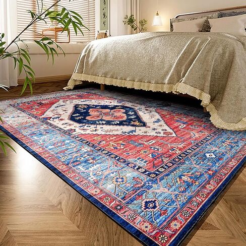 سجادة منطقة سيهيميتي مقاس 5x7 سجادة كبيرة لغرفة المعيشة بوهو غير قابلة للانزلاق وقابلة للغسل في الأماكن المغلقة وسجادة قابلة للغسل لتناول الطعام والمطبخ وغرفة المكتب وديكور البساط in Kuwait