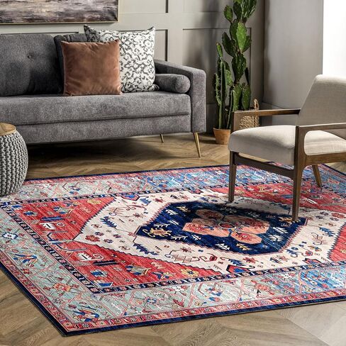 سجادة منطقة سيهيميتي مقاس 5x7 سجادة كبيرة لغرفة المعيشة بوهو غير قابلة للانزلاق وقابلة للغسل في الأماكن المغلقة وسجادة قابلة للغسل لتناول الطعام والمطبخ وغرفة المكتب وديكور البساط in Kuwait