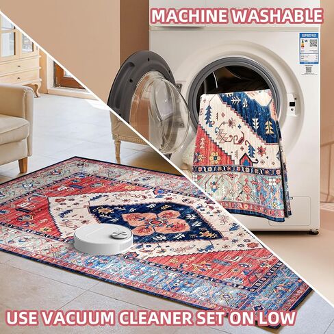 سجادة منطقة سيهيميتي مقاس 5x7 سجادة كبيرة لغرفة المعيشة بوهو غير قابلة للانزلاق وقابلة للغسل في الأماكن المغلقة وسجادة قابلة للغسل لتناول الطعام والمطبخ وغرفة المكتب وديكور البساط in Kuwait