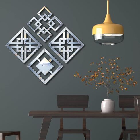 Tatuo 6 Pieces Square Mirrored Wall Decor Silver Decorative Mirrors Wall Art Modern 12 x 12 Inches Wall Decor for Bedroom Living Room Bathroom Dining Room in Saudi Arabia