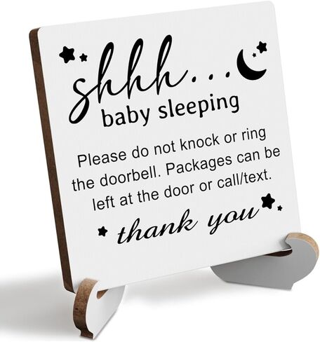 علامة نوم الطفل، نوم الطفل من فضلك لا تدق لوحة خشبية علامة ديكور مكتب هدية علامة ديكور للمنزل 4 × 4 بوصة in Kuwait