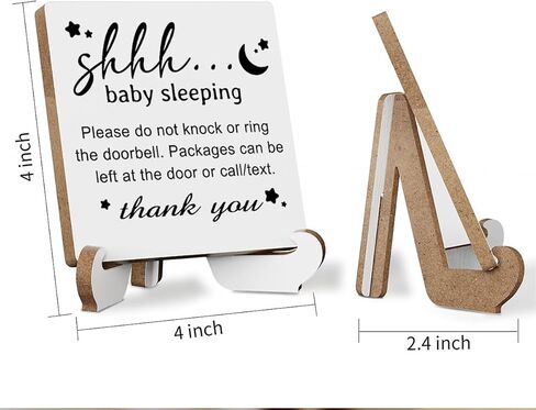 علامة نوم الطفل، نوم الطفل من فضلك لا تدق لوحة خشبية علامة ديكور مكتب هدية علامة ديكور للمنزل 4 × 4 بوصة in Kuwait