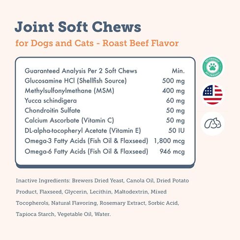 Paw Rangers Joint Chews For Pets 90Ct. - Chondroitin, Glucosamine for dogs and cats: Cat and Dog Vitamins: Hip and Joint support supplement for dogs and cats - Pet Supplies:Cat & Dog Joint supplement in Saudi Arabia