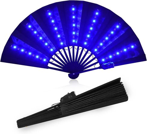 Taotuo LED Folding Fan with Remote Control, Black Light Up Handheld Fan, Stage Performance Show for Dancing Party Wedding Home Decor Night Club in Kuwait