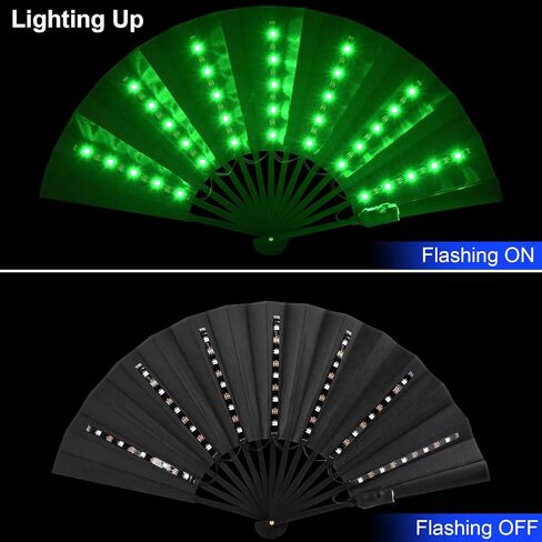 Taotuo LED Folding Fan with Remote Control, Black Light Up Handheld Fan, Stage Performance Show for Dancing Party Wedding Home Decor Night Club in Kuwait