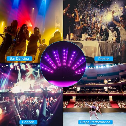 Taotuo LED Folding Fan with Remote Control, Black Light Up Handheld Fan, Stage Performance Show for Dancing Party Wedding Home Decor Night Club in Kuwait