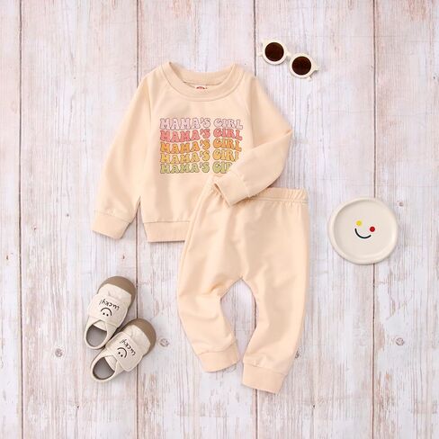 SOFEON Infant Baby Girls Outfits Mama's Girl Sweatshirts Pants Cute Fall Winter Clothes Sets Tops Pullover 3-24 Months in Saudi Arabia