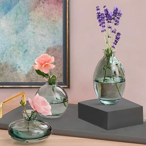 مجموعة مزهريات برعم زجاجية مكونة من 3 مزهريات زهور صغيرة مع تصميم حبل مزخرف واشكال فريدة مختلفة للديكور الحديث in Kuwait