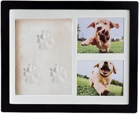 VehiGo Pet Paw Print Keepsake Kit, Wooden Photo Frame with Pet Paw Print Imprint Kit, Memorial Clay Imprint Kit for Dog or Cat (Black) in Kuwait