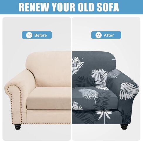 غطاء مقعد أريكة قابل للتمدد مطبوع من Ryoizen لأريكة وسائد، 3 قطع من أغطية الأريكة القابلة للتمدد، قابلة للإزالة والغسل، واقي أثاث من الألياف اللدنة الناعمة المضادة للانزلاق للكلاب (أوراق الخريف، مقعد الحب) in Kuwait