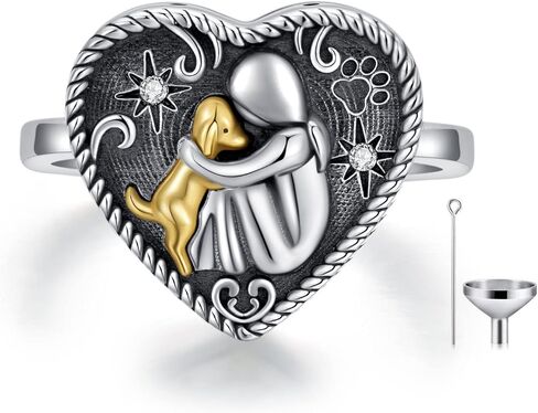 AOBOCO Sterling Silver Dog Urn Ring for Ashes, Dog Memorial Keepsake Cremation Jewelry Gifts for Dog Lovers Women in Saudi Arabia