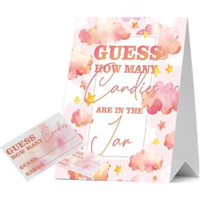 JIRIM-BEUTY Guess How Many Candies Guess How Many Baby Shower Games, Pack of 1 Logo and 50 Cards, Baby Shower Signs, Baby Shower Invitation Set, Bridal Shower Sign, Gender Reveal - JRM304 in Kuwait