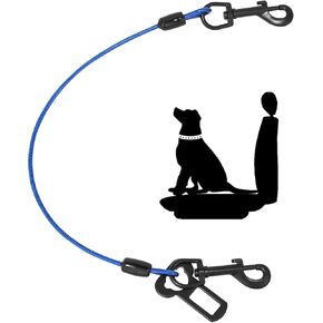 أحزمة أمان للسيارة للكلاب، حزام أمان للكلاب مصنوع من مقود سلكي مطلي، كابل حبل بدون مضغ، ملحقات للكلاب في السيارة، مشابك مزدوجة ومرفق مزلاج (أزرق، 40 بوصة/100 سم) in Kuwait