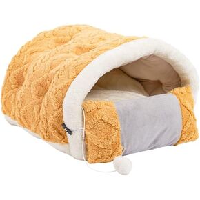 QUIZAIYO Cat Cave Bed - Soft & Cozy Pet Bed for Small Dogs & Cats, Fluffy Bed with Ball & Slip-Resistant Bottom, Self-Warming Dog Bed with Creative Pillow for Indoor Use. in Saudi Arabia