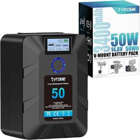 بطارية tyrone V Mount، طاقة 50 بطاريات قفل V صغيرة 50 وات في الساعة 3400 مللي أمبير 14.4 فولت مع نوع C، D-tap، USB A، Micro USB، لكاميرا Sony Canon BMPCC 4k 6k كاميرا فيديو DSLR LED كمبيوتر محمول خفيف، بطارية صغيرة in Kuwait