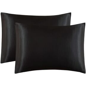 2 Pack Zippered Satin Toddler Pillowcaes, 14x 20 Inches, Luxury and Silky Soft Travel Zip Pillow Cases (14x20 Inch (Pack of 2), White)