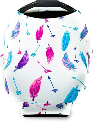 Premium Soft, Privacy Nursing Cover, Breastfeeding Cover, Baby Car Seat Cover, Carseat Canopy, Infant Stroller Cover for Girls and Boys - Feather by GUFIX in Saudi Arabia