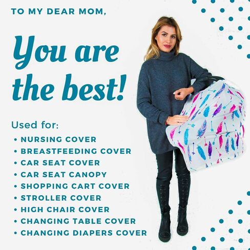 Premium Soft, Privacy Nursing Cover, Breastfeeding Cover, Baby Car Seat Cover, Carseat Canopy, Infant Stroller Cover for Girls and Boys - Feather by GUFIX in Saudi Arabia