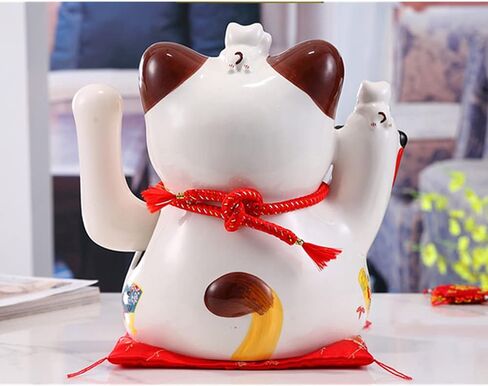 XIZHI 13" Lucky Fortune Cat with Waving Arm Maneki Neko Chinese Feng Shui Deoration Lucky Cat for Shops, Restaurants, Living Room-Business is Booming in Saudi Arabia