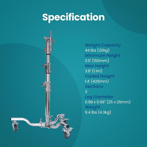 Flashpoint 3.8' Lowboy Steel Stand with Rolling Base and Combo Head in Saudi Arabia