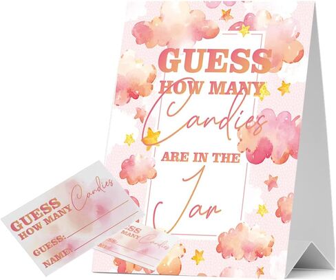 JIRIM-BEUTY Guess How Many Candies Guess How Many Baby Shower Games, Pack of 1 Logo and 50 Cards, Baby Shower Signs, Baby Shower Invitation Set, Bridal Shower Sign, Gender Reveal - JRM304 in Kuwait