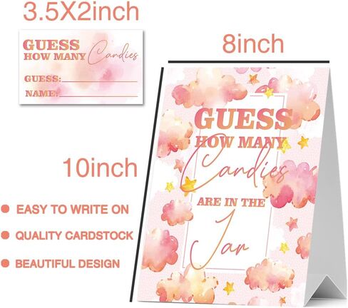 JIRIM-BEUTY Guess How Many Candies Guess How Many Baby Shower Games, Pack of 1 Logo and 50 Cards, Baby Shower Signs, Baby Shower Invitation Set, Bridal Shower Sign, Gender Reveal - JRM304 in Kuwait