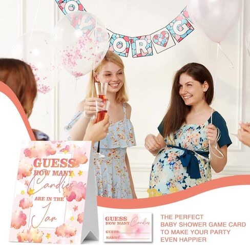 JIRIM-BEUTY Guess How Many Candies Guess How Many Baby Shower Games, Pack of 1 Logo and 50 Cards, Baby Shower Signs, Baby Shower Invitation Set, Bridal Shower Sign, Gender Reveal - JRM304 in Kuwait