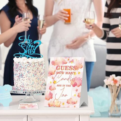 JIRIM-BEUTY Guess How Many Candies Guess How Many Baby Shower Games, Pack of 1 Logo and 50 Cards, Baby Shower Signs, Baby Shower Invitation Set, Bridal Shower Sign, Gender Reveal - JRM304 in Kuwait