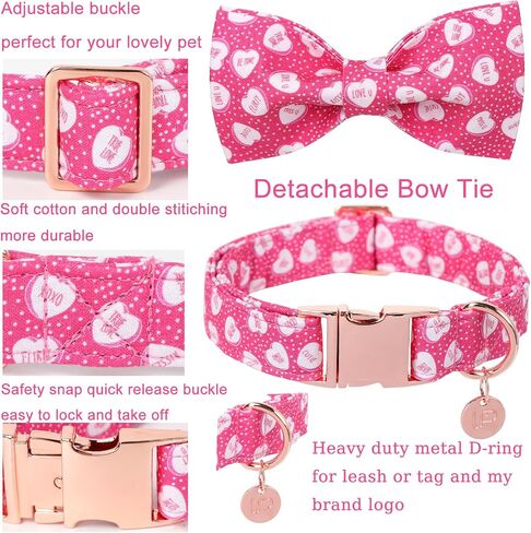Dog Collar with Bow Tie,UP URARA PUP Pink Plaid Bowtie Dog Collar, Summer Bowtie Collar for Puppy Boy Girl Dog, Comfortable Cotton Dog Collar with Metal Buckle,M,Neck 13.5-22in in Saudi Arabia