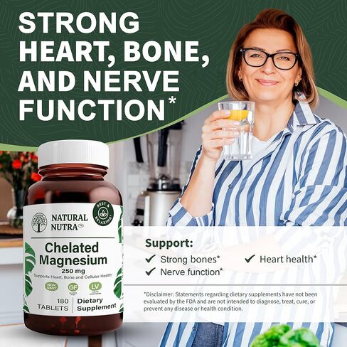 Natural Nutra Chelated Magnesium Oxide Supplement with Chelate for High Absorption, Promotes Strong Bones, Improves Dental, Heart Health, and Energy Levels, 250 mg, 90 Tablets in Saudi Arabia