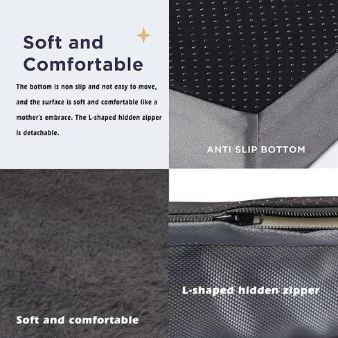 أسرة الكلاب لتقويم العظام للكلاب الكبيرة، وسائد قفص من الفوم لقفص البيض لأقفاص الكلاب مع غطاء قفص قابل للإزالة وقابل للغسل مع بطانة مقاومة للماء، سرير كلب كبير للقفص مقاس 41 × 27 × 3 بوصة، أزرق داكن. in Kuwait