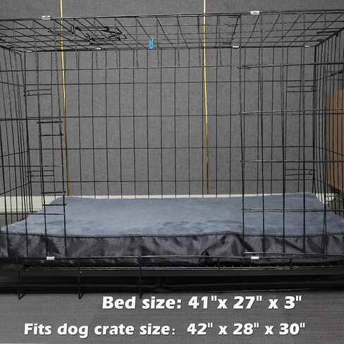 أسرة الكلاب لتقويم العظام للكلاب الكبيرة، وسائد قفص من الفوم لقفص البيض لأقفاص الكلاب مع غطاء قفص قابل للإزالة وقابل للغسل مع بطانة مقاومة للماء، سرير كلب كبير للقفص مقاس 41 × 27 × 3 بوصة، أزرق داكن. in Kuwait