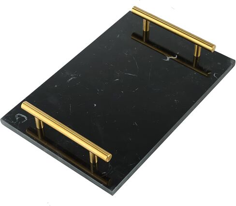 Marble Stone Decorative Tray Handmade Nightstand Tray Jewelry Tray with Copper-Color Metal Handles, Catchall Tray Perfume Tray for Dresser, Counter, Nightstand, Vanity and Desk (Green) in Saudi Arabia