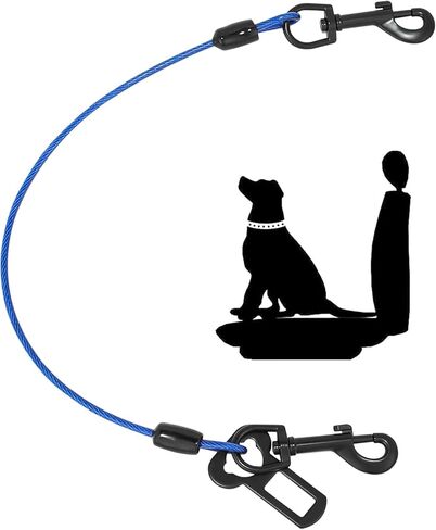 أحزمة أمان للسيارة للكلاب، حزام أمان للكلاب مصنوع من مقود سلكي مطلي، كابل حبل بدون مضغ، ملحقات للكلاب في السيارة، مشابك مزدوجة ومرفق مزلاج (أزرق، 40 بوصة/100 سم) in Kuwait