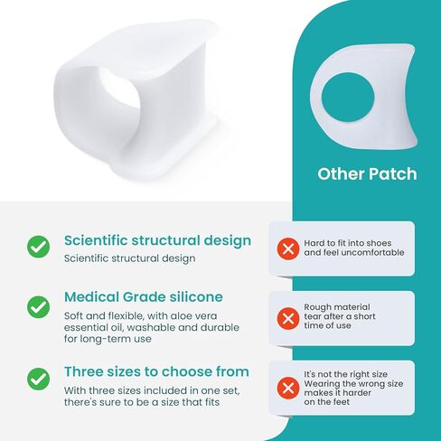 جهاز تمليس أصابع القدم المطرقة من بروميفون - جبائر أصابع القدم - أداة تمليس أصابع القدم لإعادة تنظيم الانحناء والتجعيد والاعوج والمخلب وأصابع القدم المطرقة وإعادة تنظيم الانحناء، 3 مقاسات مختلفة للنساء والرجال (أبيض) in Kuwait