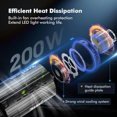 Basvi MT-200B 200W ثنائي اللون COB LED ضوء فيديو مع جهاز تحكم عن بعد، 2700K-6500K CRI 95+ TLCI 97+ 40500Lux/1m إضاءة إخراج مستمرة مع حامل Bowens لإضاءة التصوير الفوتوغرافي in Kuwait